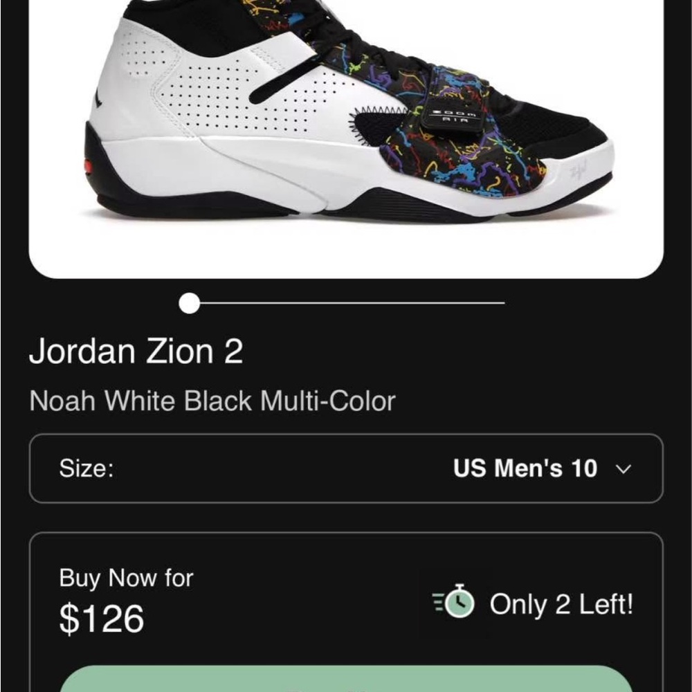 Jordan Zion 2 Black White Multicolor Sneakers